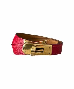 Hermes Kelly Rivale Double Tour Bracelet Red Epsom